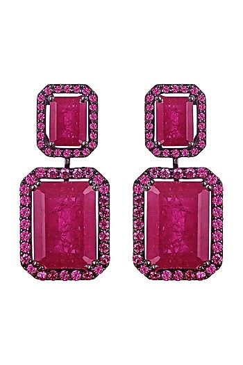 White Finish Swarovski Zirconia Dangler Earrings In Sterling Silver