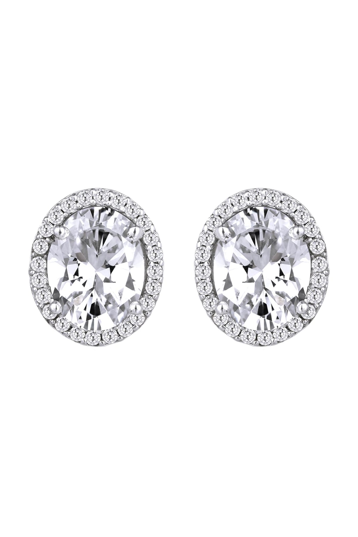 White Finish Swarovski Zirconia Earrings In Sterling Silver
