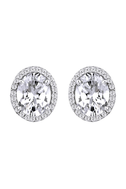 White Finish Swarovski Zirconia Earrings In Sterling Silver
