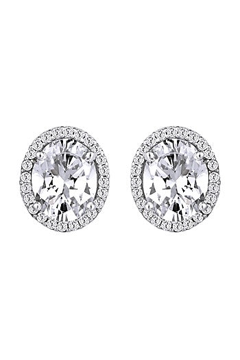 White Finish Swarovski Zirconia Earrings In Sterling Silver