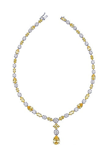 White Finish Swarovski Zirconia Necklace In Sterling Silver