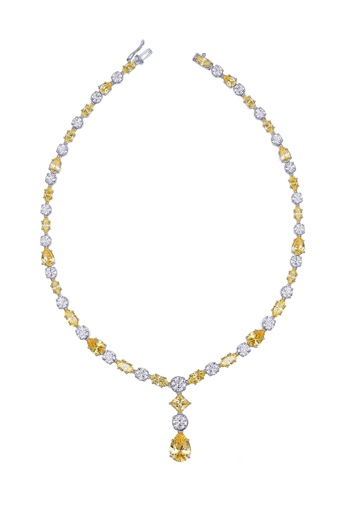 White Finish Swarovski Zirconia Necklace In Sterling Silver