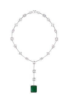 White Finish Swarovski Zirconia Pendant Necklace In Sterling Silver