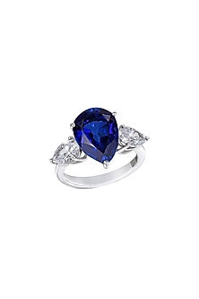 White Finish Swarovski Classic Ring In Sterling Silver