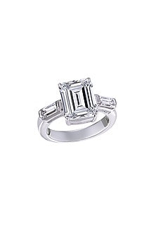 White Finish Swarovski Classic Ring In Sterling Silver