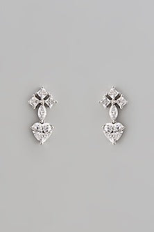 White Finish Swarovski Zirconia Dangler Earrings In Sterling Silver