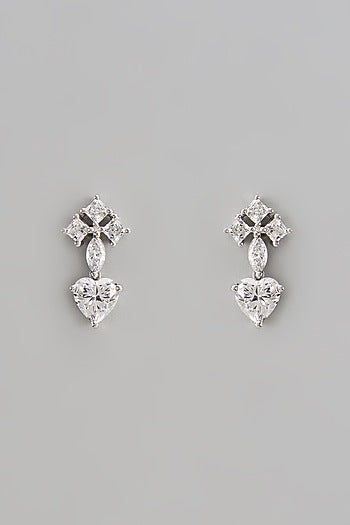 White Finish Swarovski Zirconia Dangler Earrings In Sterling Silver