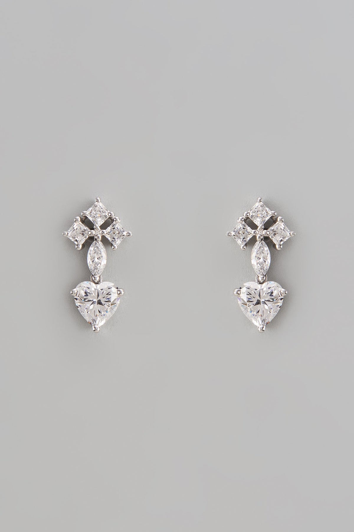White Finish Swarovski Zirconia Dangler Earrings In Sterling Silver