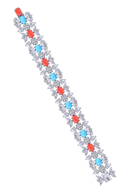 White Finish Swarovski Zirconia Bracelet In Sterling Silver