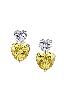 White Finish Swarovski Zirconia Dangler Earrings In Sterling Silver