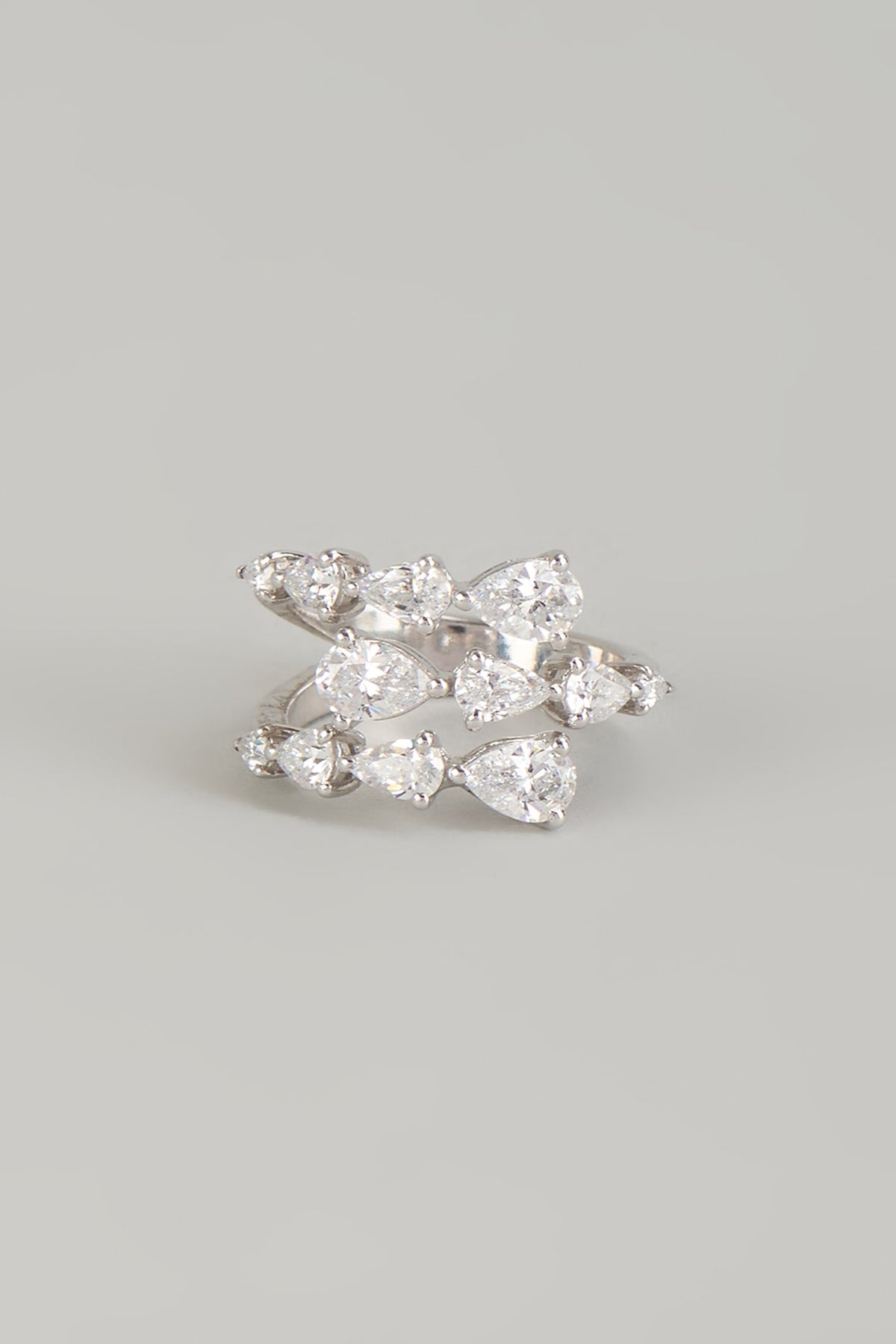 White Finish White Stone Ring In Sterling Silver