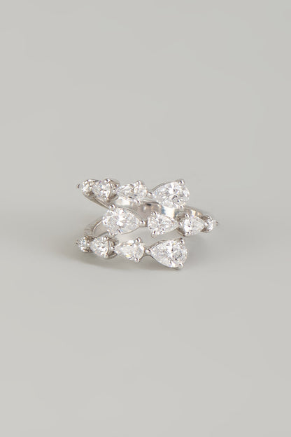White Finish White Stone Ring In Sterling Silver