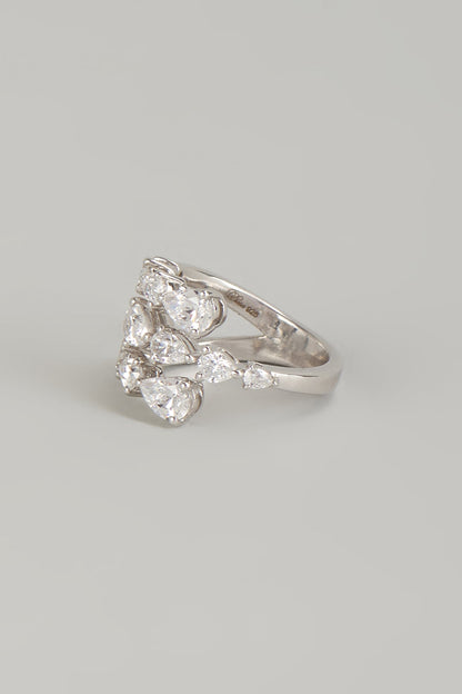 White Finish White Stone Ring In Sterling Silver