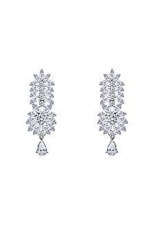 White Finish Swarovski Zirconia Dangler Earrings In Sterling Silver