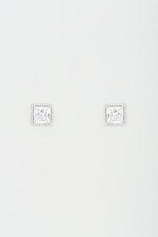White Finish Stud Earrings In Sterling Silver
