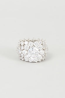 White Finish Ring In Sterling Silver