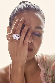 White Finish Ring In Sterling Silver