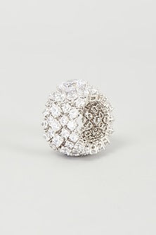 White Finish Ring In Sterling Silver