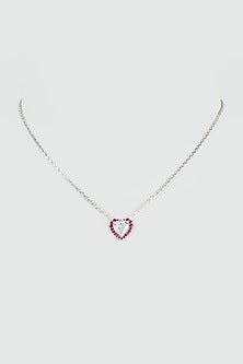 White Finish Zirconia Pendant Chain Necklace In Sterling Silver