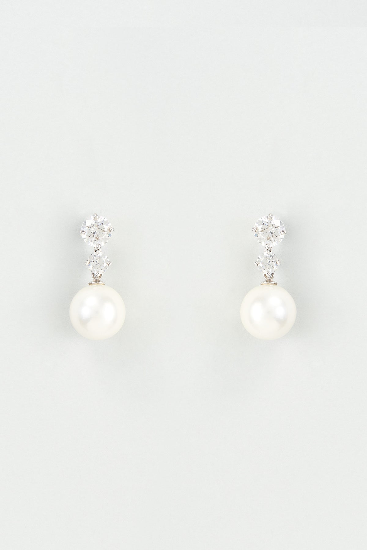 White Finish Pearl Dangler Earrings In Sterling Silver