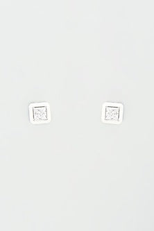 White Finish Zirconia Stud Earrings In Sterling Silver