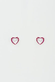 White Finish Zirconia Stud Earrings In Sterling Silver