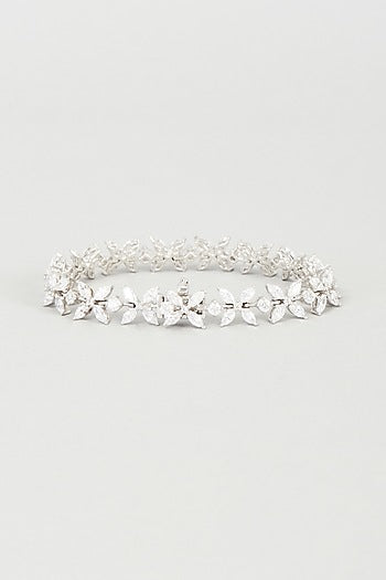 White Finish Swarovski Zirconia Bracelet In 92.5 Sterling Silver