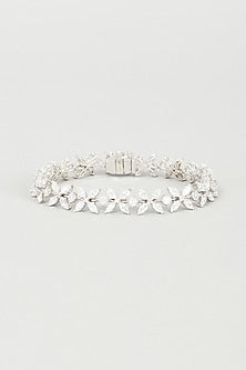 White Finish Swarovski Zirconia Bracelet In 92.5 Sterling Silver