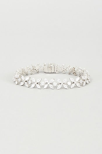 White Finish Swarovski Zirconia Bracelet In 92.5 Sterling Silver