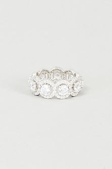 White Finish Swarovski Zirconia Ring In 92.5 Sterling Silver