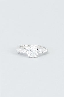 White Finish Swarovski Zirconia Ring In 92.5 Sterling Silver