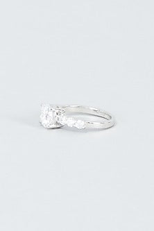 White Finish Swarovski Zirconia Ring In 92.5 Sterling Silver