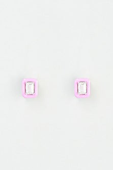 White Finish Swarovski Zirconia Stud Earrings In 92.5 Sterling Silver
