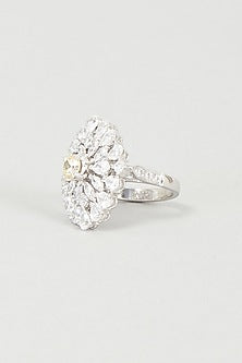 White Finish Swarovski Zirconia Ring In 92.5 Sterling Silver