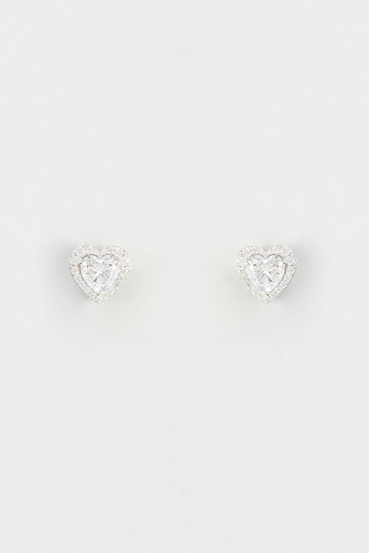 White Finish Swarovski Zirconia Stud Earrings In 92.5 Sterling Silver
