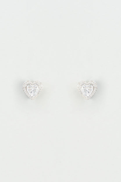 White Finish Swarovski Zirconia Stud Earrings In 92.5 Sterling Silver