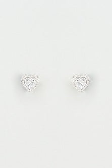 White Finish Swarovski Zirconia Stud Earrings In 92.5 Sterling Silver