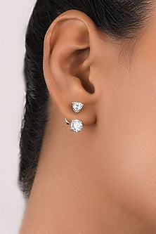 White Finish Swarovski Zirconia Dangler Earrings In Sterling Silver