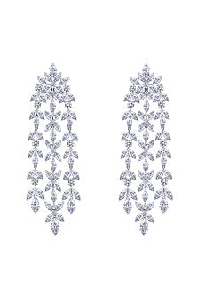 White Finish Swarovski Zirconia Dangler Earrings In Sterling Silver