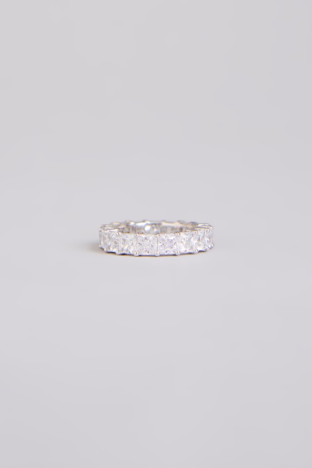 White Finish White Stone Ring In Sterling Silver