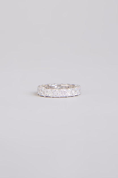 White Finish White Stone Ring In Sterling Silver