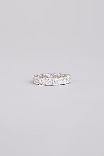 White Finish White Stone Ring In Sterling Silver