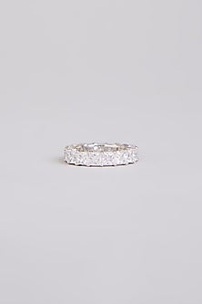 White Finish White Stone Ring In Sterling Silver