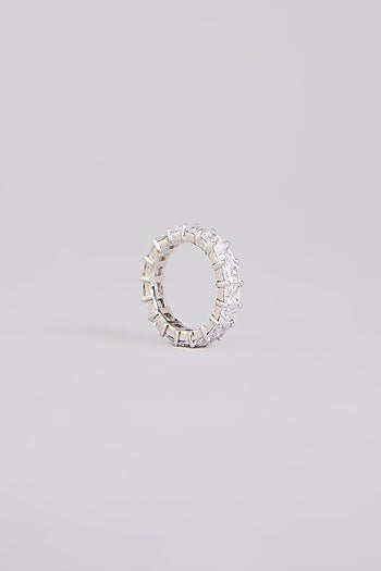 White Finish White Stone Ring In Sterling Silver