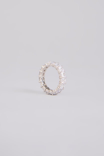 White Finish White Stone Ring In Sterling Silver