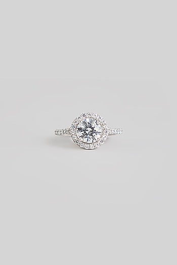 White Finish White Stone Ring In Sterling Silver