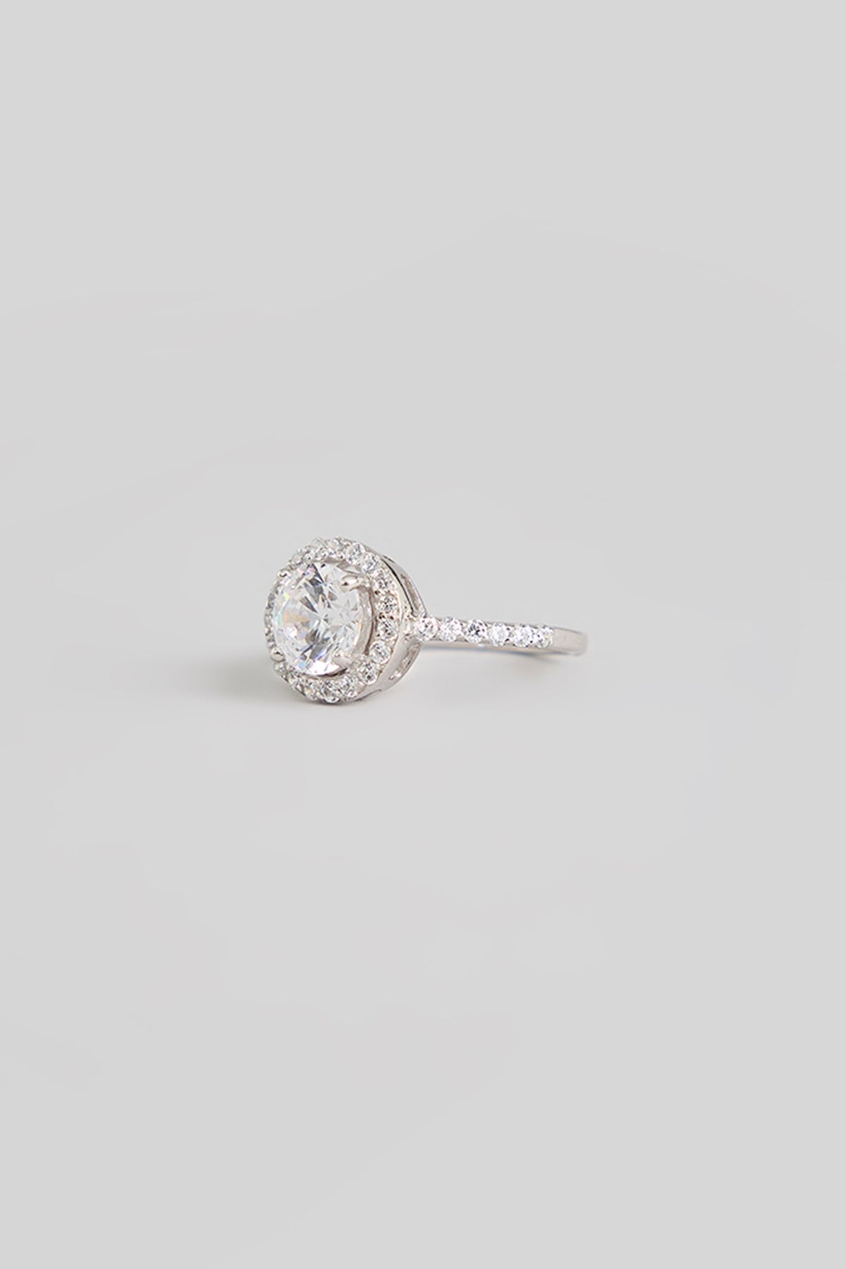White Finish White Stone Ring In Sterling Silver