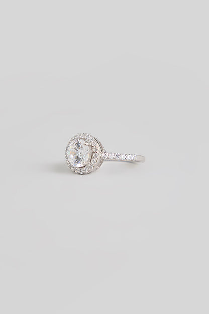 White Finish White Stone Ring In Sterling Silver