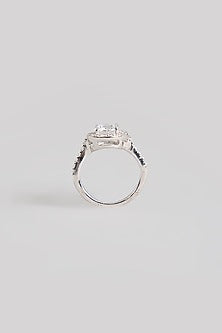 White Finish White Stone Ring In Sterling Silver