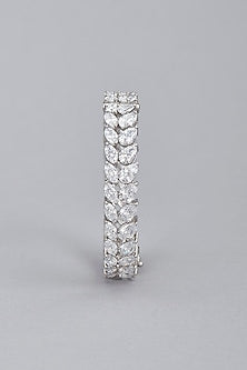 White Finish Swarovski Bangle In Sterling Silver